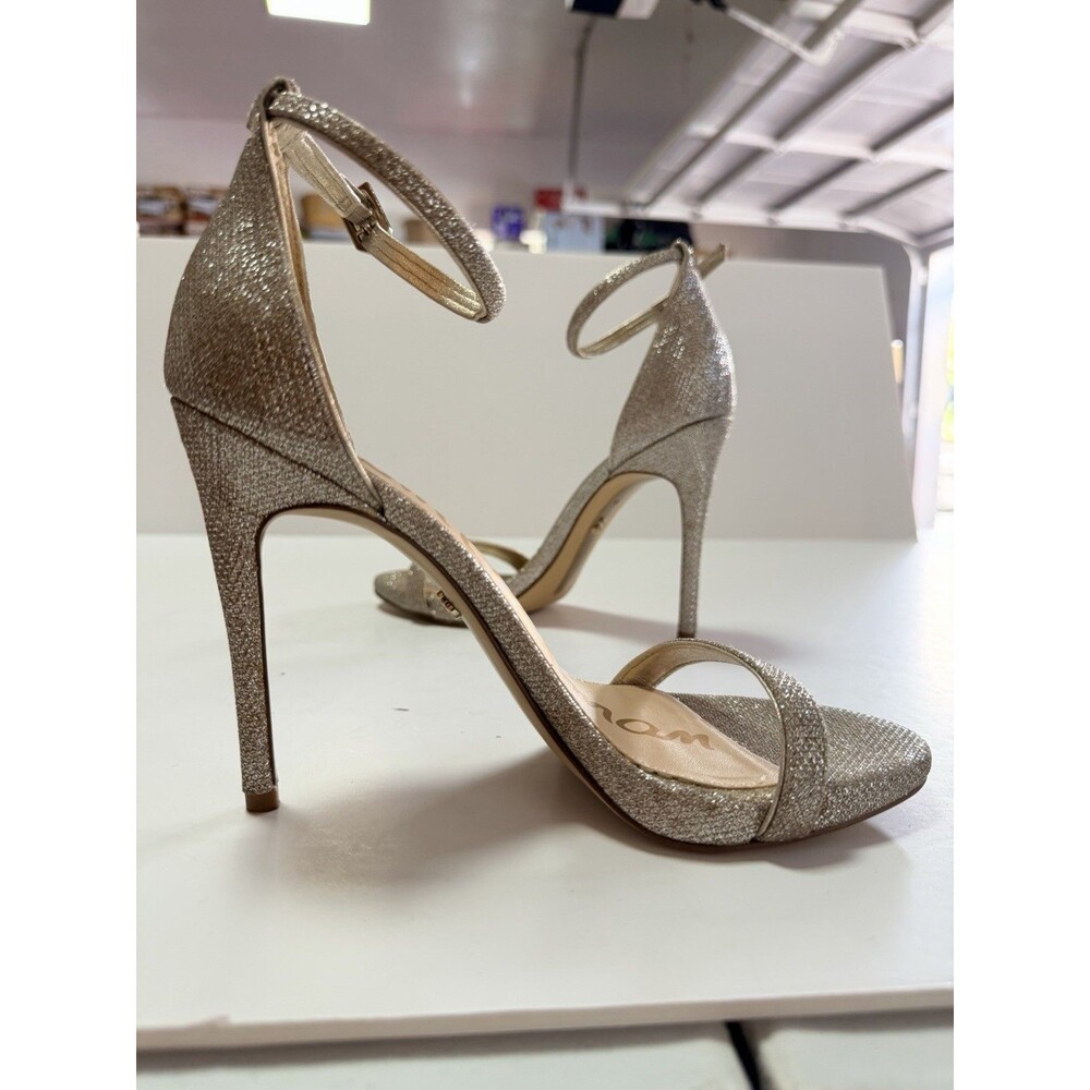 Sam Edelman Ariella Gold Sparkle Sandals w/Stiletto Ankle Strap. Women’s 7.5 - Picture 6 of 12